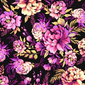 Maximalist Blooms! Bright and Colourful Florals on Black