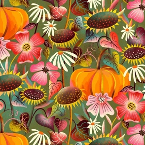 pumpkin sunflowers fall // medium