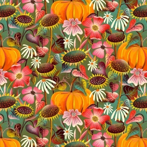 pumpkin sunflowers fall // small