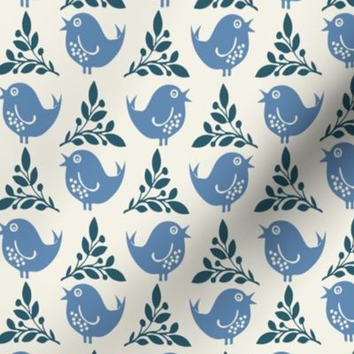 tweetie and leaf china blue/ indigo