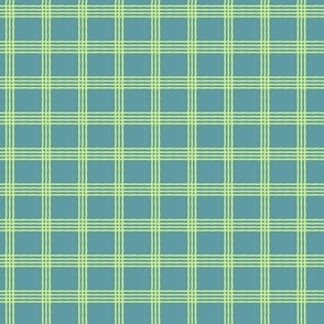 Bold Checkerboard Plaid in Turquoise and Light Lime Green
