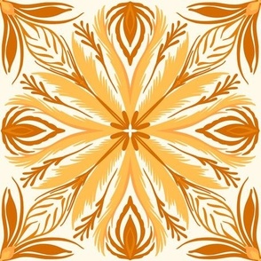 Ornate tiles, yellow and orange