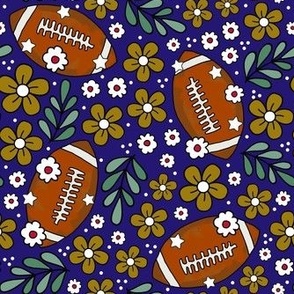 Medium Scale Team Spirit Football Floral in Baltimore Ravens Colors Purple Metallic Gold White Black