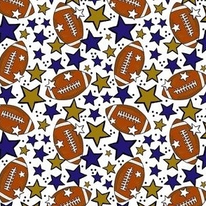 Small Scale Team Spirit Footballs and Stars in Baltimore Ravens Colors Purple Metallic Gold Black and White