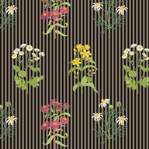 Millefleurs on black stripes  - big size