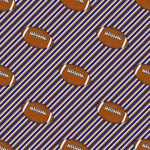 Large Scale Team Spirit Footballs and Sporty Diagonal Stripes on Baltimore Ravens Metallic Gold Purple White