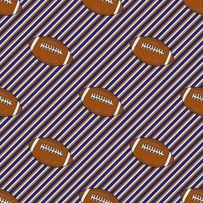 Medium Scale Team Spirit Footballs and Sporty Diagonal Stripes on Baltimore Ravens Metallic Gold Purple White