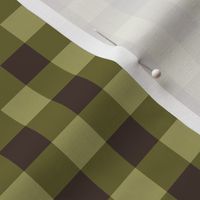Gingham Check - large - retro green and brown