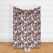 maroon gray volleyballs pattern - large