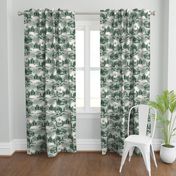 Lakeside Vacation Cabin Toile De Jouy - Large Scale - Green