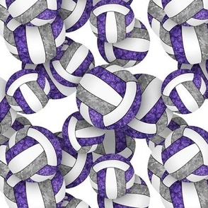purple gray volleyballs pattern - girls sports - small