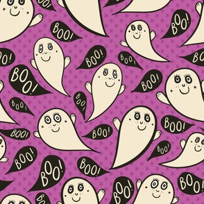Happy-ghosts-with-black-boo-speech-bubbles-and-reddish-purple-stars-L-large