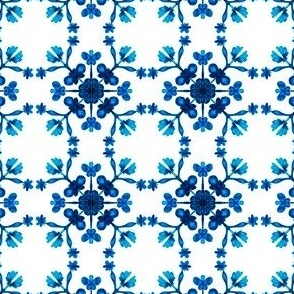 Azulejos in blue, small scale 4.5 x 4.5, 12 x 12 wallpaper