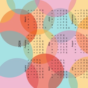 2024 Calendar with Joyful Bubbles, Wall Hanging