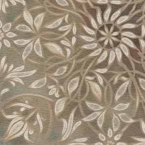 fancy - hand painted classic and elegant - khaki brown - 12 inch repeat