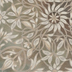 fancy - hand painted classic and elegant - taupe - 12 inch repeat