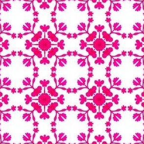 Azulejos in pink, small scale, 4.5 x 4.5, 12 x 12 wallpaper