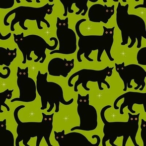 Black Cats on Acid Green