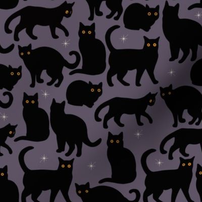 Black Cats on Violet Shadow