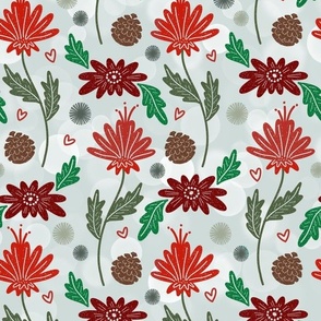 Large Whimsical Winter Botanical Floral