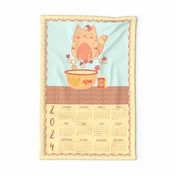Cat Stuff-Feline Friends-2024 Calendar Tea Towel-Happy 50’s Palette