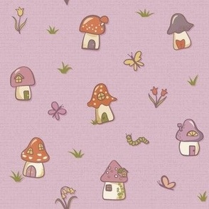 Storybook toadstool houses  mini scatter mauve 