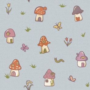 light grey fairytale toadstool houses