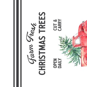 Farm Fresh Christmas Trees, Vintage Red Christmas Truck Tea Towel {on White} 