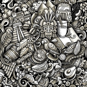 Guatemala Monochrome Doodle. "Around The World" Series 