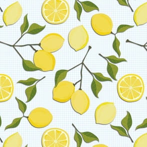 French Country Linens Lemons over Gingham
