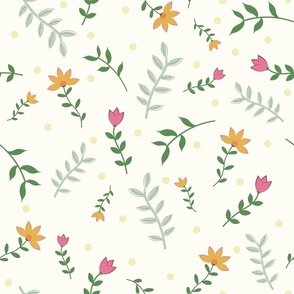 Flower and Leaves Wallpaper