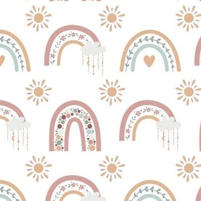 Boho baby rainbow seamless pattern.