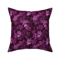 Fancy Jungle Opulence With Tigers Monochrome Fuchsia Pink  Extra Smalle