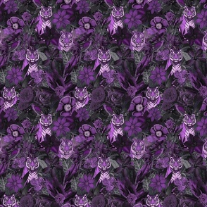 Fancy Jungle Opulence With Tigers Purple And Grey Extra Small