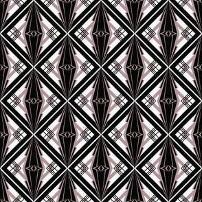 Art Deco Geometric Trellis Treillage Style in Black Brown White