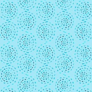 Watercolor Spiral Circles in Coastal Blue and Baby Blue