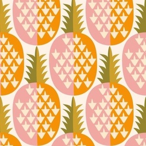 3" Motif Medium / Geometric Pineapples / Pink Orange Green (c)