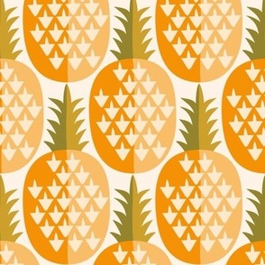 3" Motif Medium / Geometric Pineapples / Orange Cream (e)