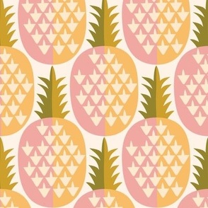 3" Motif Medium / Geometric Pineapples / Pink Cream (f)