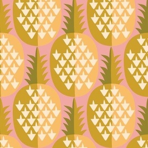 3" Motif Medium / Geometric Pineapples / Khaki Pink (g)