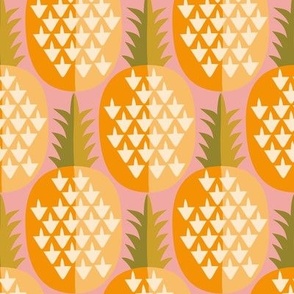 3" Motif Medium / Geometric Pineapples / Pink Orange Green (h)
