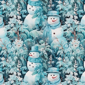 Snowmen-Tiffany Blue-repeat-1blk