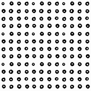 Watercolor Circles in a Grid- Black and White-small scale fabric