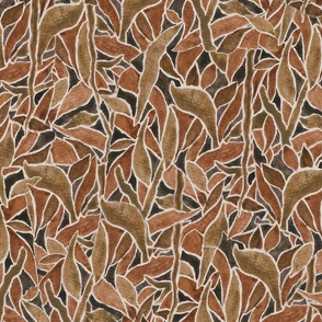 stacked brown leaves in watercolor