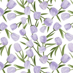  light purple tulip flowers pattern on white background