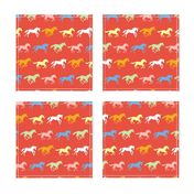 horses - tomato red/multi