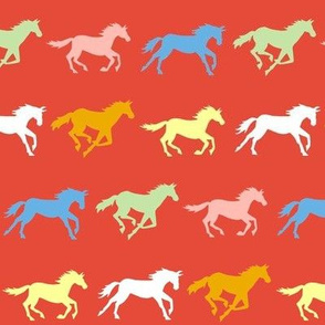 horses - tomato red/multi