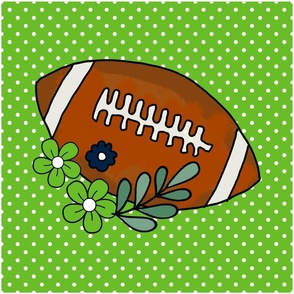 18x18 Panel Team Spirit Football and Flowers in Seattle Seahawks Colors Navy Blue Green for DIY Throw Pillow or Cushion Cover