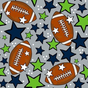 Large Scale Team Spirit Footballs and Stars in Seattle Seahawks Navy Blue Green White