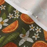 Vintage Scattered Orange Slices and Blossoms - Small